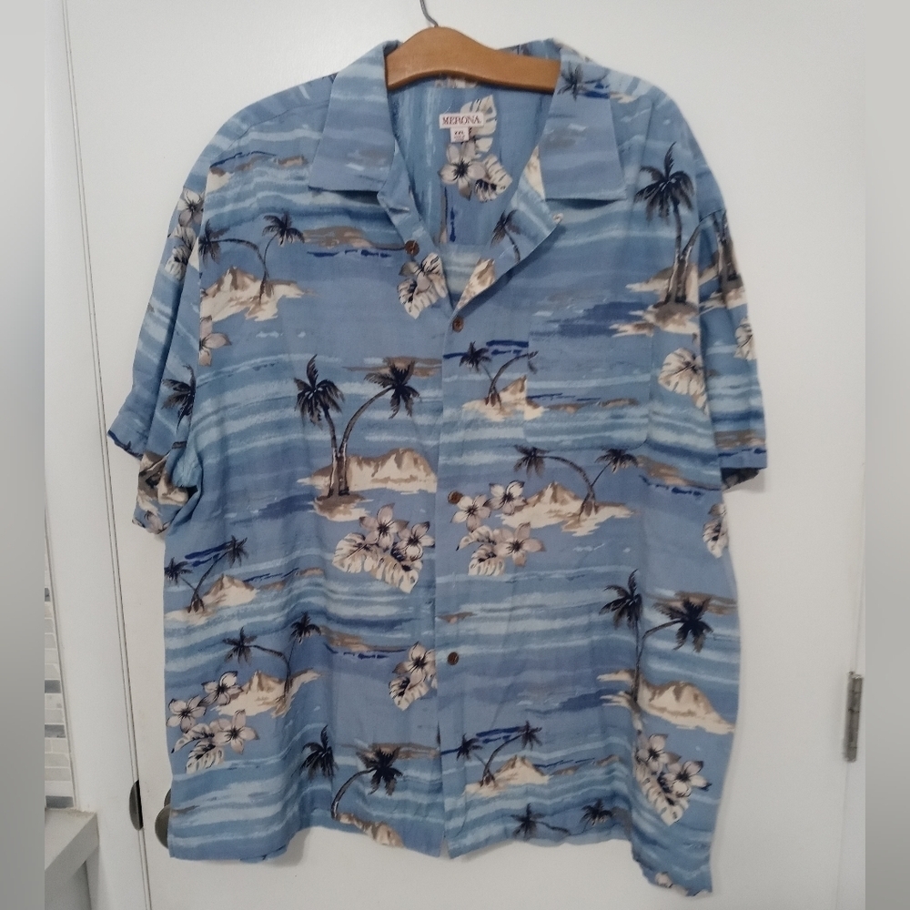 Merona Men's Button Down Hawaiian Style Short Sleeve Casual Shirt w Pocket XXL